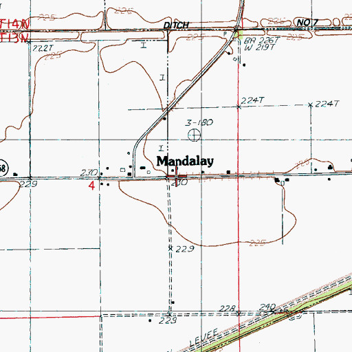 Topographic Map of Mandalay, AR
