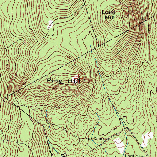 Topographic Map of Pine Hill, ME