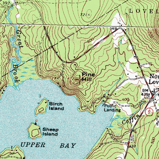 Topographic Map of Pine Hill, ME