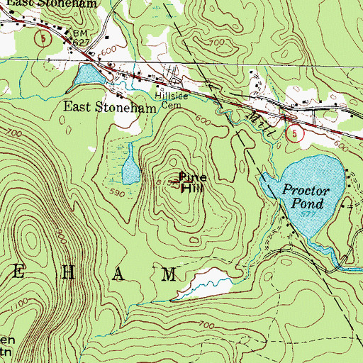 Topographic Map of Pine Hill, ME
