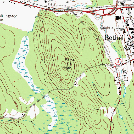 Topographic Map of Pine Hill, ME