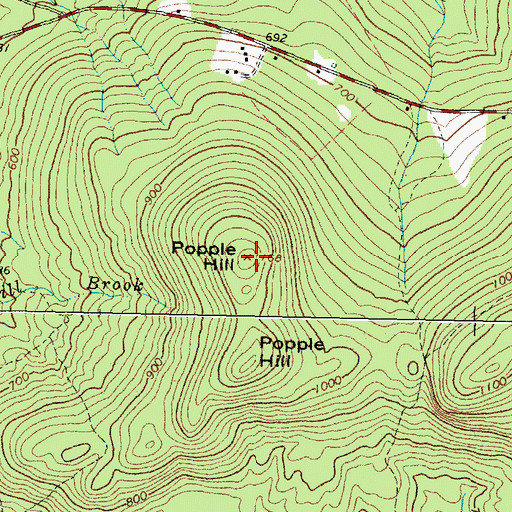 Topographic Map of Popple Hill, ME