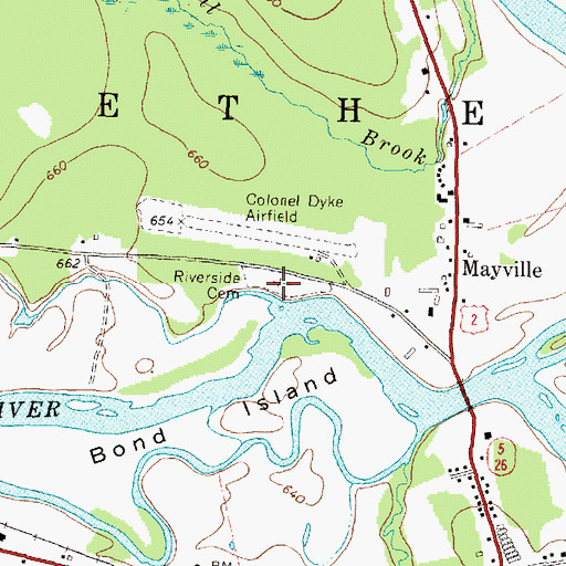Topographic Map of Bethel Riverside Cemetery, ME