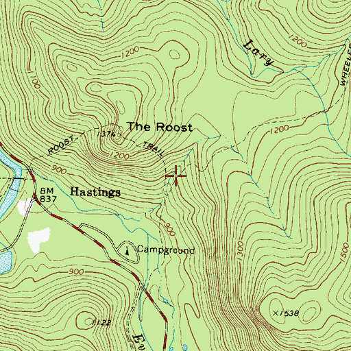 Topographic Map of Roost Trail, ME