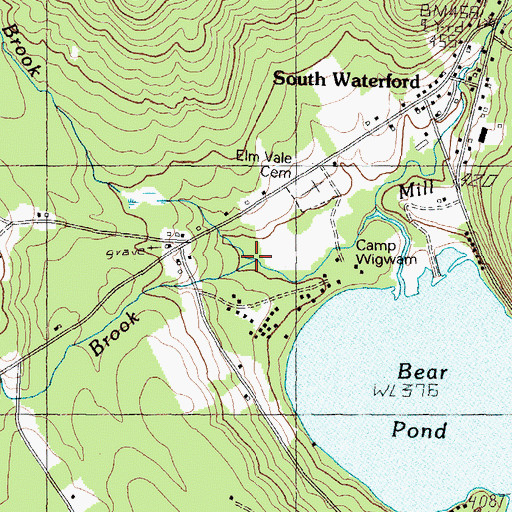 Topographic Map of Scoggins Brook, ME
