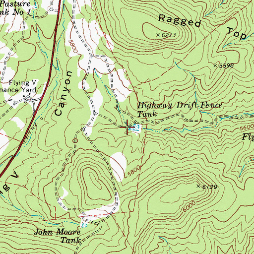 Topographic Map of Highway Drift Fence Tank, AZ