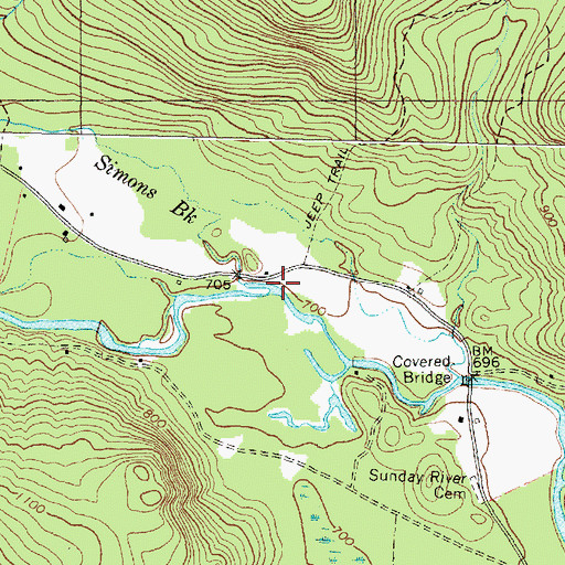 Topographic Map of Simons Brook, ME