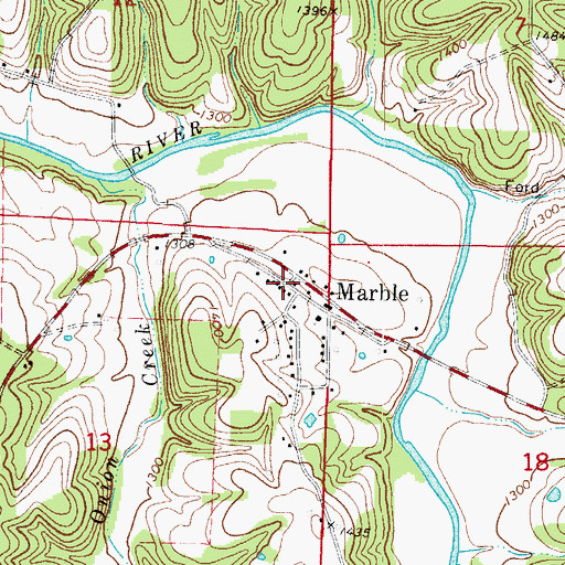 Topographic Map of Marble, AR