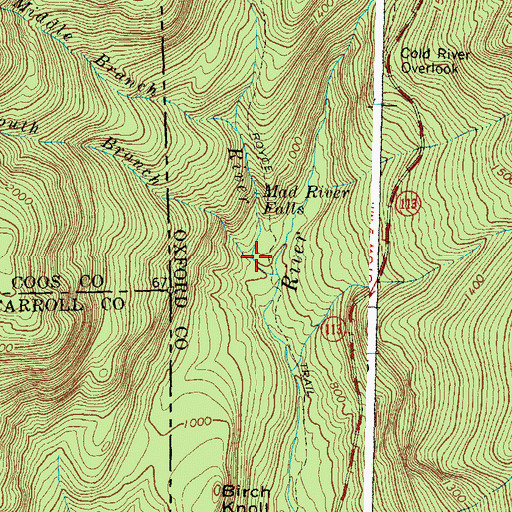 Topographic Map of South Branch Mad River, ME