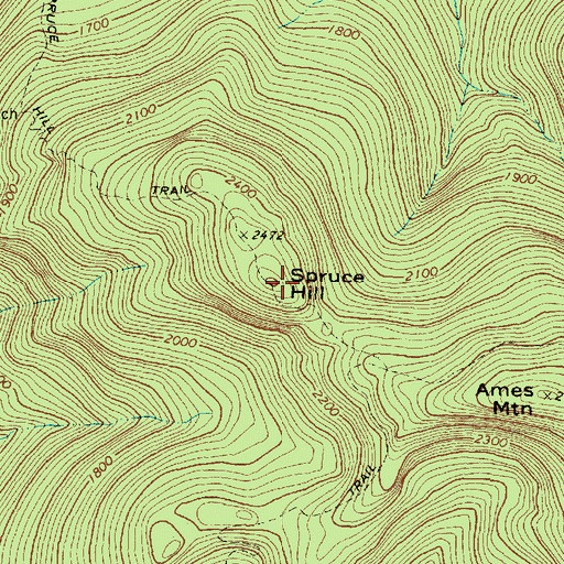 Topographic Map of Spruce Hill, ME