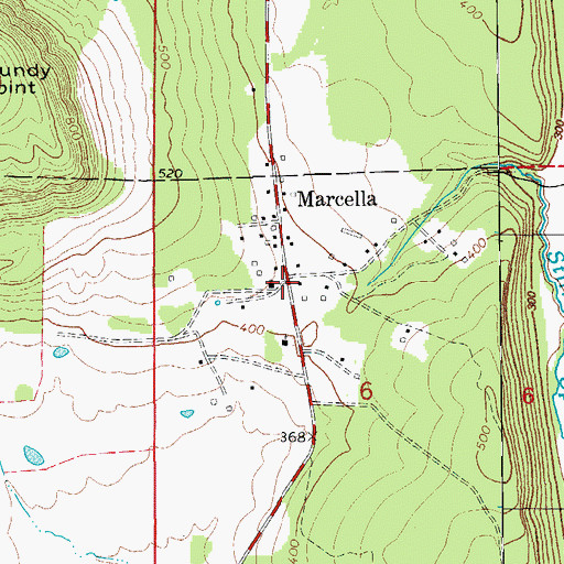 Topographic Map of Marcella, AR