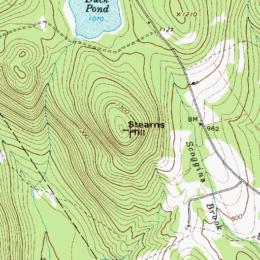 Topographic Map of Stearns Hill, ME