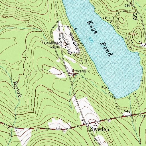 Topographic Map of Stevens Cemetery, ME