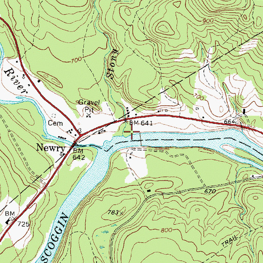 Topographic Map of Stony Brook, ME