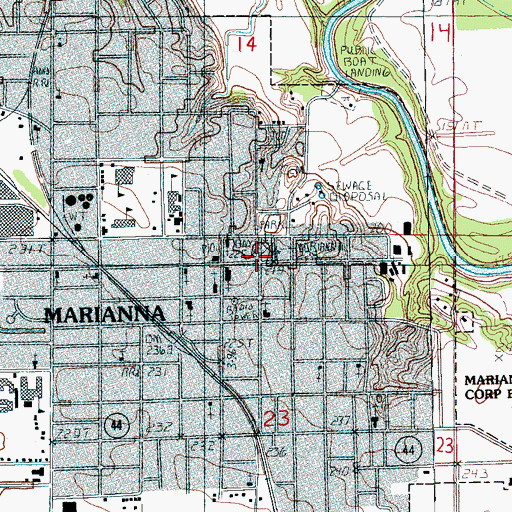 Topographic Map of Marianna, AR