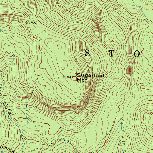 Topographic Map of Sugarloaf Mountain, ME
