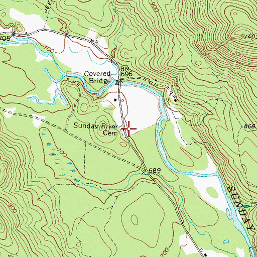 Topographic Map of Sunday River Cemetery, ME