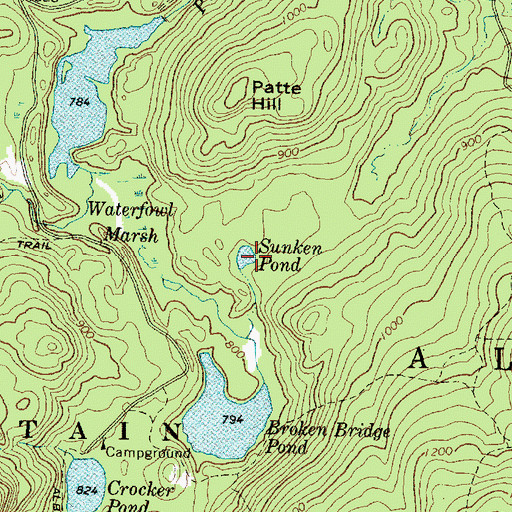 Topographic Map of Sunken Pond, ME