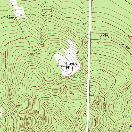 Topographic Map of Swan Hill, ME