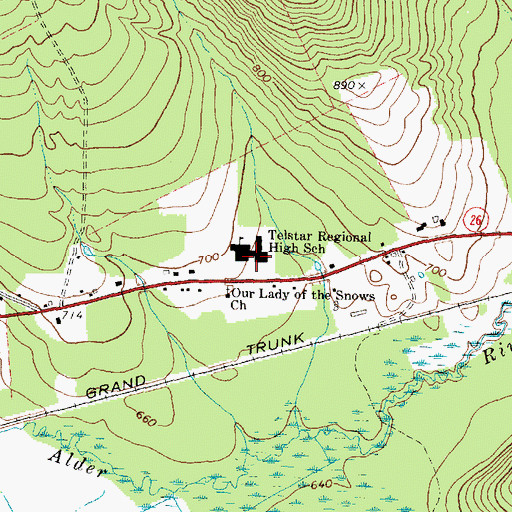 Topographic Map of Telstar High School, ME