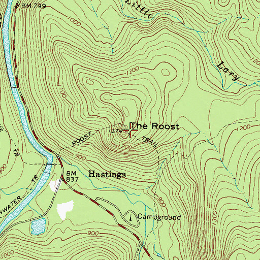 Topographic Map of The Roost, ME