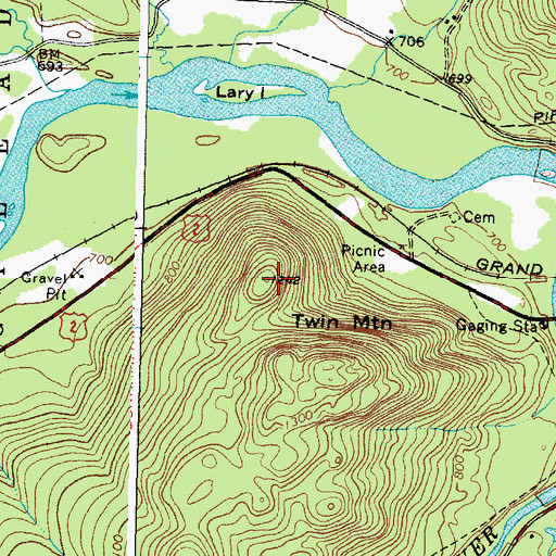 Topographic Map of Twin Mountain, ME