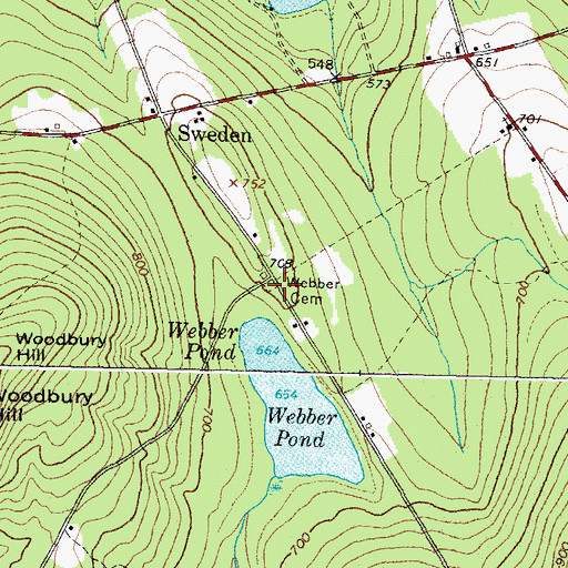 Topographic Map of Webber Cemetery, ME