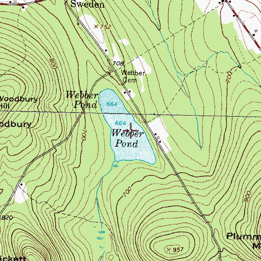 Topographic Map of Webber Pond, ME