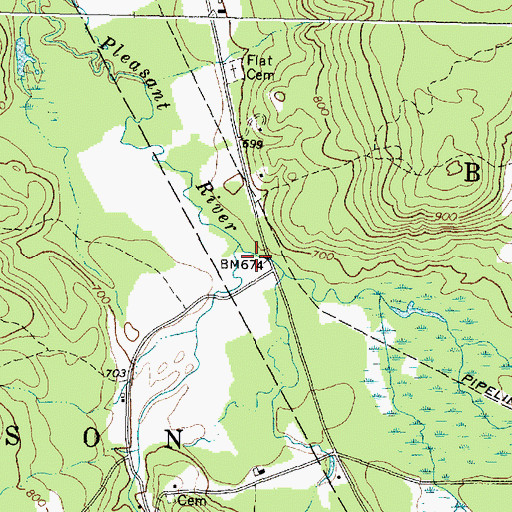 Topographic Map of West Branch Pleasant River, ME