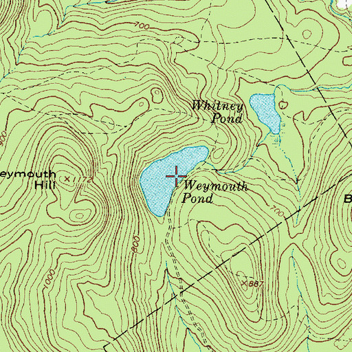 Topographic Map of Weymouth Pond, ME