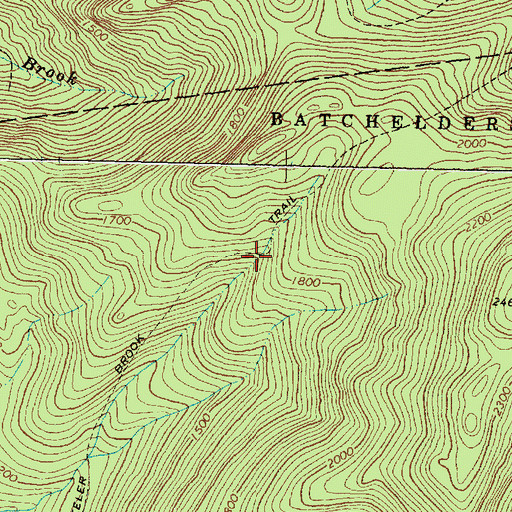 Topographic Map of Wheeler Brook Trail, ME