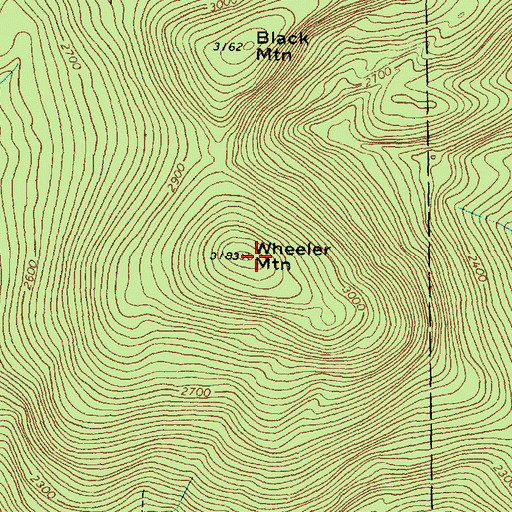Topographic Map of Wheeler Mountain, ME