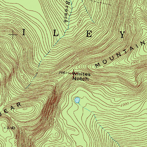 Topographic Map of Whites Notch, ME