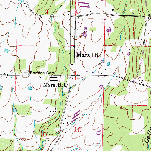 Topographic Map of Mars Hill, AR
