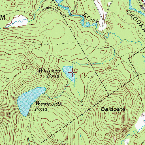 Topographic Map of Whitney Pond, ME