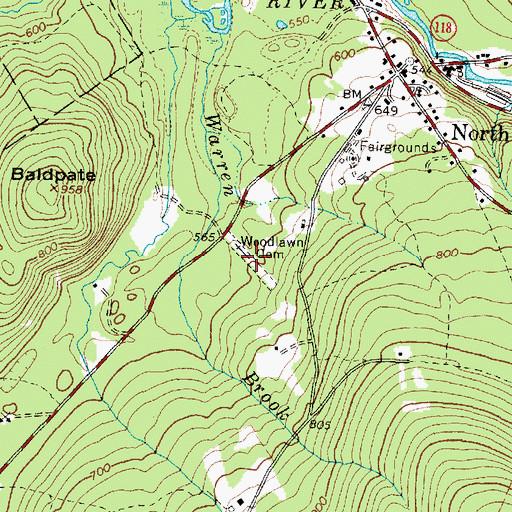 Topographic Map of Woodlawn Cemetery, ME