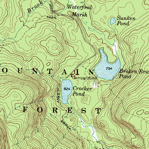 Topographic Map of Crocker Pond Campground, ME