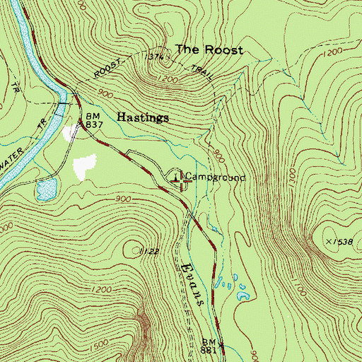 Topographic Map of Hastings Campground, ME
