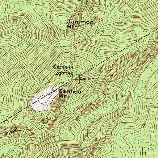 Topographic Map of White Mountain National Forest Caribou Shelter, ME