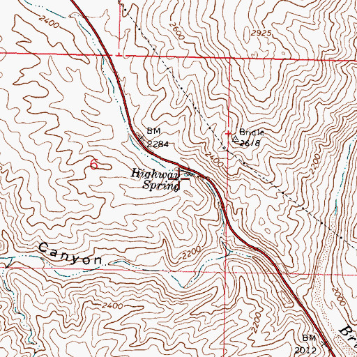 Topographic Map of Highway Spring, AZ