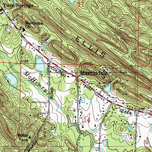 Topographic Map of Martindale, AR