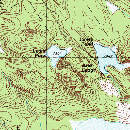 Topographic Map of Bald Ledge, ME