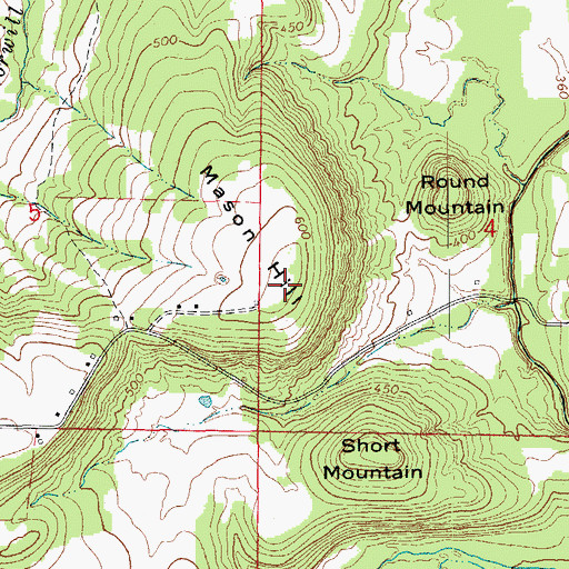 Topographic Map of Mason Hill, AR