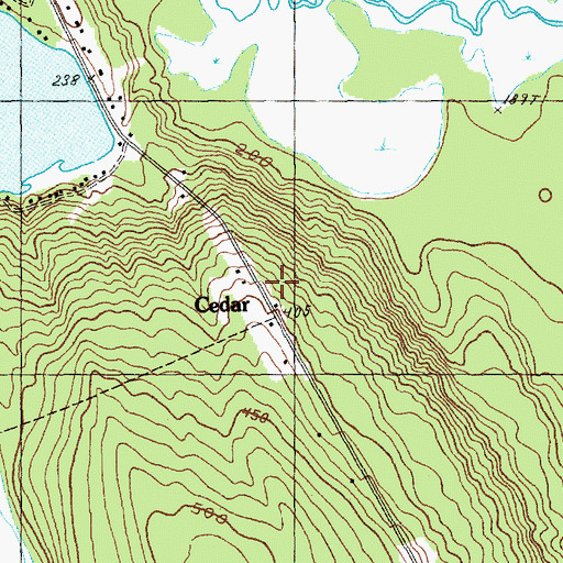 Topographic Map of Cedar, ME