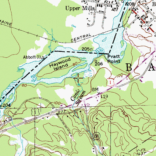 Topographic Map of Conic Stream, ME