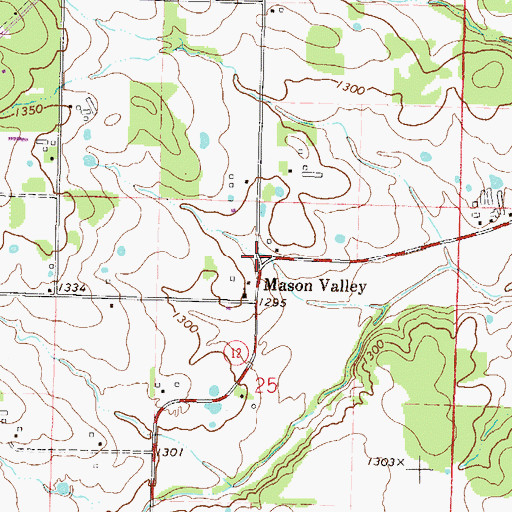 Topographic Map of Mason Valley, AR