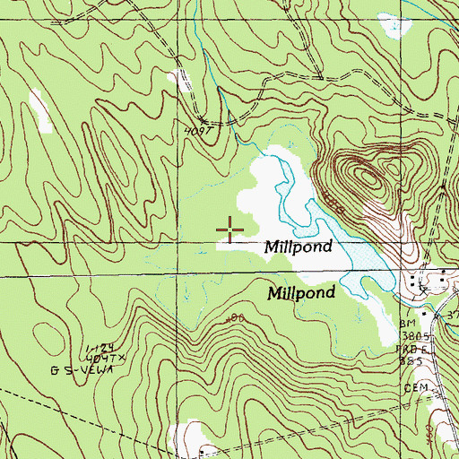 Topographic Map of Millpond, ME
