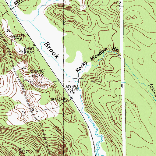 Topographic Map of Rocky Meadow Brook, ME