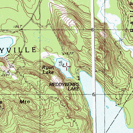 Topographic Map of Ryan Lake, ME