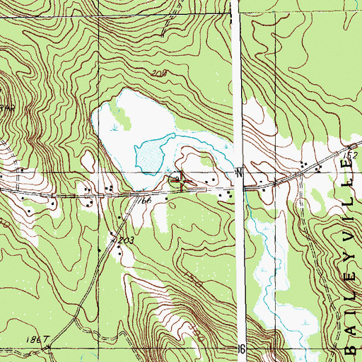 Topographic Map of Ryan School, ME